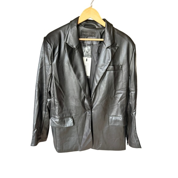 Endless Rose Faux Leather Blazer Black Size L - Picture 4 of 12